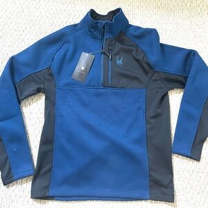 NWT Spyder Blue and Black Quarter-Zip Pullover Sweater Jacket size L